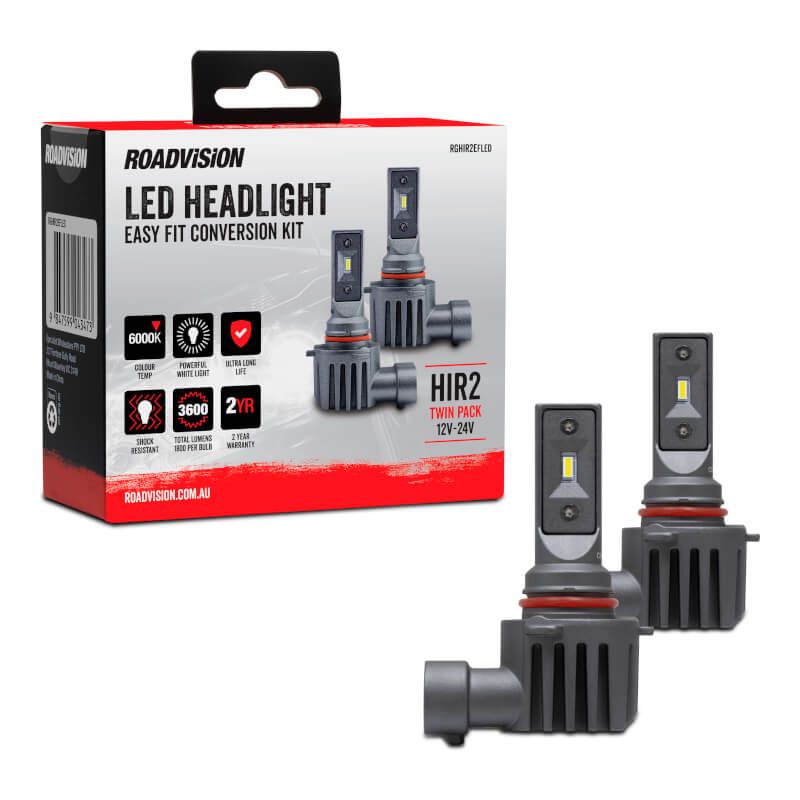 LED HIR2 12V-24V 6000K Easy Fit Headlight Globe Kit