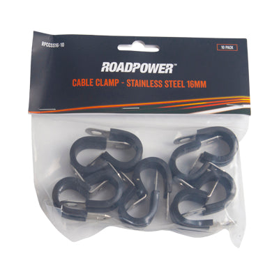 Roadpower Stainless Steel Cable Clamp 16mm ID 15mm Width 6.4mm OD Mounting Hole (Pkt of 10)