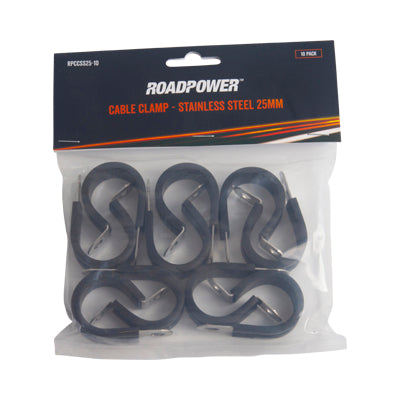 Roadpower Stainless Steel Cable Clamp 25mm ID 15mm Width 6.4mm OD Mounting Hole (Pkt of 10)