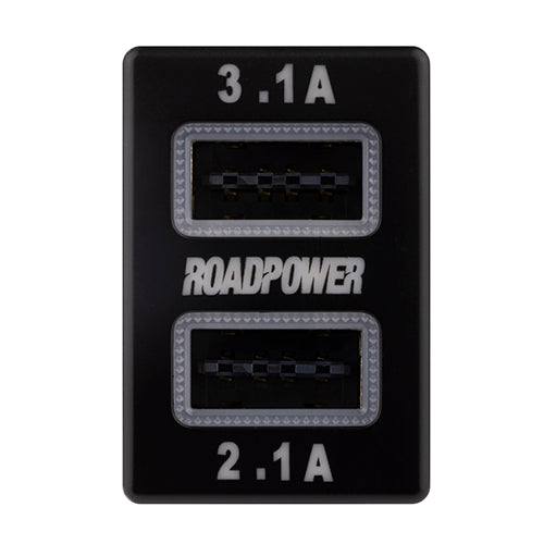 Switch Roadpower USB 3.1 + 2.1A Suits Isuzu/Mazda Includes Harness 32.8 x 22mm Blue LED