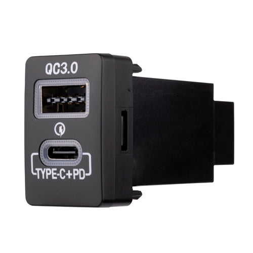 Switch Roadpower USB 3.0A+Type C Suits Mitsubishi OE Style Includes Harness 32 x 21mm Blue LED