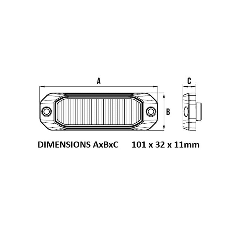LED Strobe Module White 10-30V 12W 10 Flash Pattern 4 LED Synchronizable SAE C1 RSM0604W