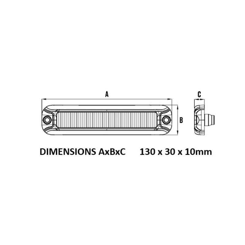 LED Strobe Module White 10-30V 18W 18 Flash Pattern 6 LED Synchronizable SAE C1 RSM0706W