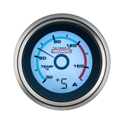 Gauge Oil Temperature Optional 100A Current Display 52mm Satin Chrome Bezel