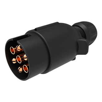 Trailer Plug 7 Pin Round Large Plastic Standard Clip Type Outer Cover with Internal Screw Terminals