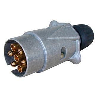 Trailer Plug 7 Pin Round Large Metal with Internal Screw Terminals