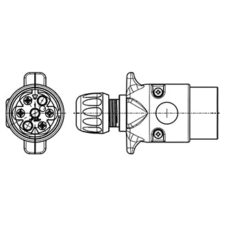 Trailer Plug 7 Pin Round Large Metal with Internal Screw Terminals