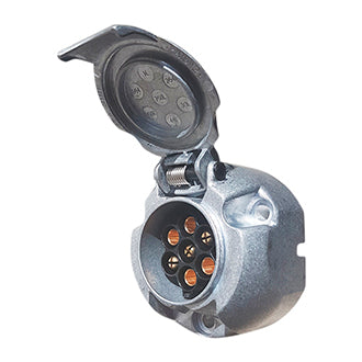 Trailer Socket 7 Pin Round Large Metal Body with Internal Screw Terminals
