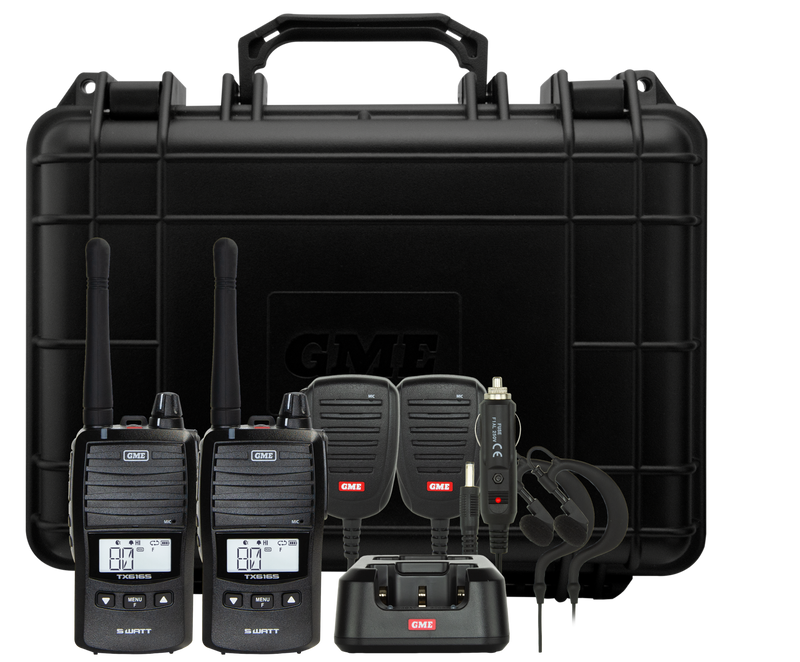 GME UHF Radio 5W 80 Channel Handheld Twin Pack With Chargers And Carry Cases