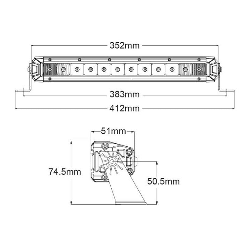 12" LED Light Bar 9-32V 12x1.5W LED Combo Beam 18W Single Row IP67