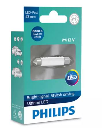 Philips LED Globe 12V 43mm Festoon 6000K 50lm Ultinon LED [Ea]