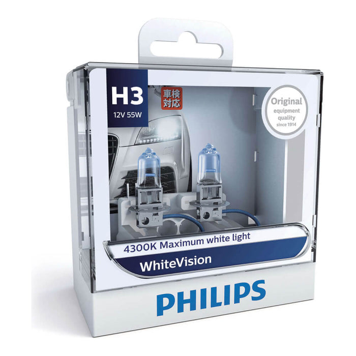 Philips White Vision H3 Globe 12V 55W (2 Pack)