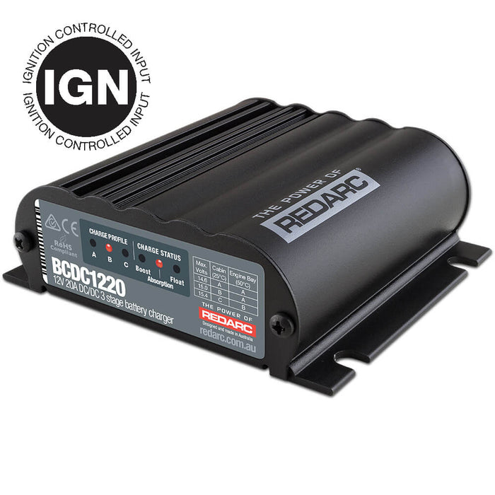 REDARC 12V 20A In-vehicle DC to DC Battery Charger (Ignition Control)