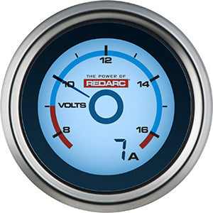 Redarc 6-16 Volt Gauge 52mm Diameter With Optional Current Display