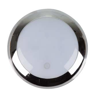 Roadvision LED Interior Lamp Round Chrome 12V 140mm Touch Sensor High/Med/Low/Off