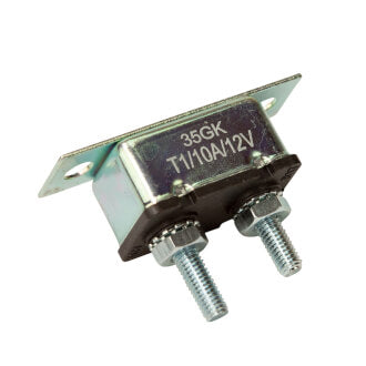 Roadpower Circuit Breaker 12V 10A, Automatic Reset Type I, Metal Housing, Straight Bracket, Single Pack