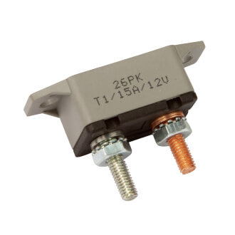 Roadpower Circuit Breaker 12V 15A, Automatic Reset Type I, Plastic Housing, Straight Bracket, Single Pack