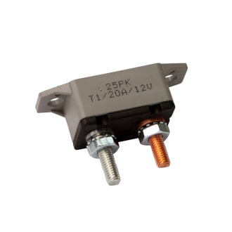 Roadpower Circuit Breaker 12V 20A, Automatic Reset Type I, Plastic Housing, Straight Bracket, Single Pack
