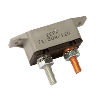 Roadpower Circuit Breaker 12V 50A, Automatic Reset Type I, Plastic Housing, Straight Bracket, Single Pack