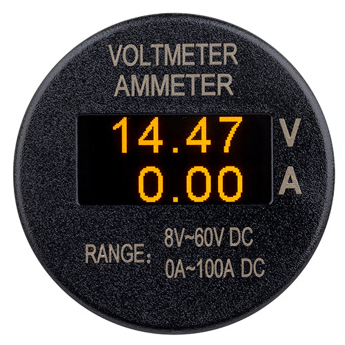 Roadpower Dual Orange OLED Display With 1 X Voltmeter & 1 X Ammeter Displays FLUSH MOUNT