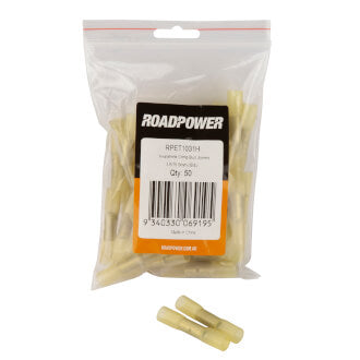 Roadpower Fully Heatshrink Insulated Butt Crimp Terminal Yellow Qty 50