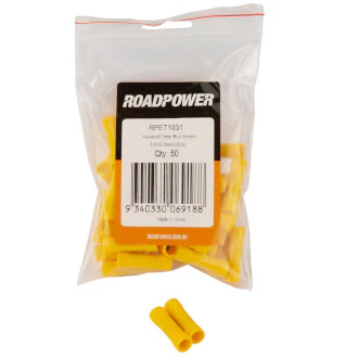 Roadpower Fully Insulated Butt Crimp Terminal Yellow Qty 50