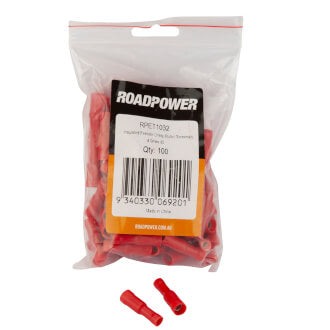 Roadpower Insulated Bullet Crimp Terminal Female Red 4.0mm ID Qty 100