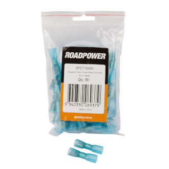 Roadpower Fully Heatshrink Insulated Heatshrink Blade Crimp Terminal Female Blue 6.4 x 0.8mm Qty 50