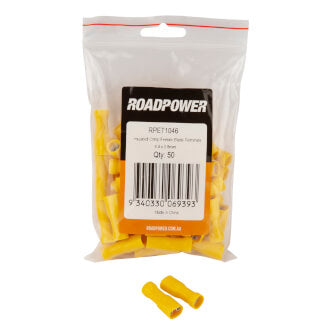 Roadpower Fully Insulated Blade Crimp Terminal Female Yellow 6.4 x 0.8mm Qty 50
