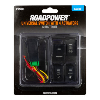 Switch Roadpower 4 Symbol Roadpower/Work Light/Aux Light/Beacon Suits Toyota Includes Harness 33 x 22mm Blue LED