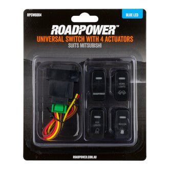 Switch Roadpower 4 Symbol Roadpower/Work Light/Aux Light/Beacon Suits Mitsubushi Includes Harness 37 x 18mm Blue LED