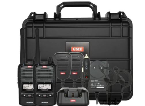 GME UHF Radio 5W 80 Channel Handheld Twin Pack With Chargers And Carry Cases