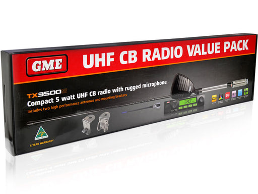 GME TX3500SVP UHF CB Radio 5W with Speaker Microphone ScanSuite™ Value Pack with AE4018K2 Antenna